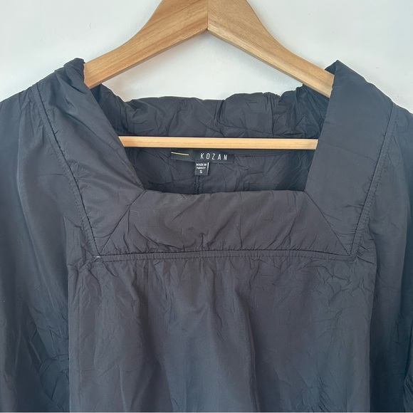 Kozan Amaya Top Pull Over Boxy Crop Top Textured Scrunched Fabric Black Size Sm - Picture 8 of 14